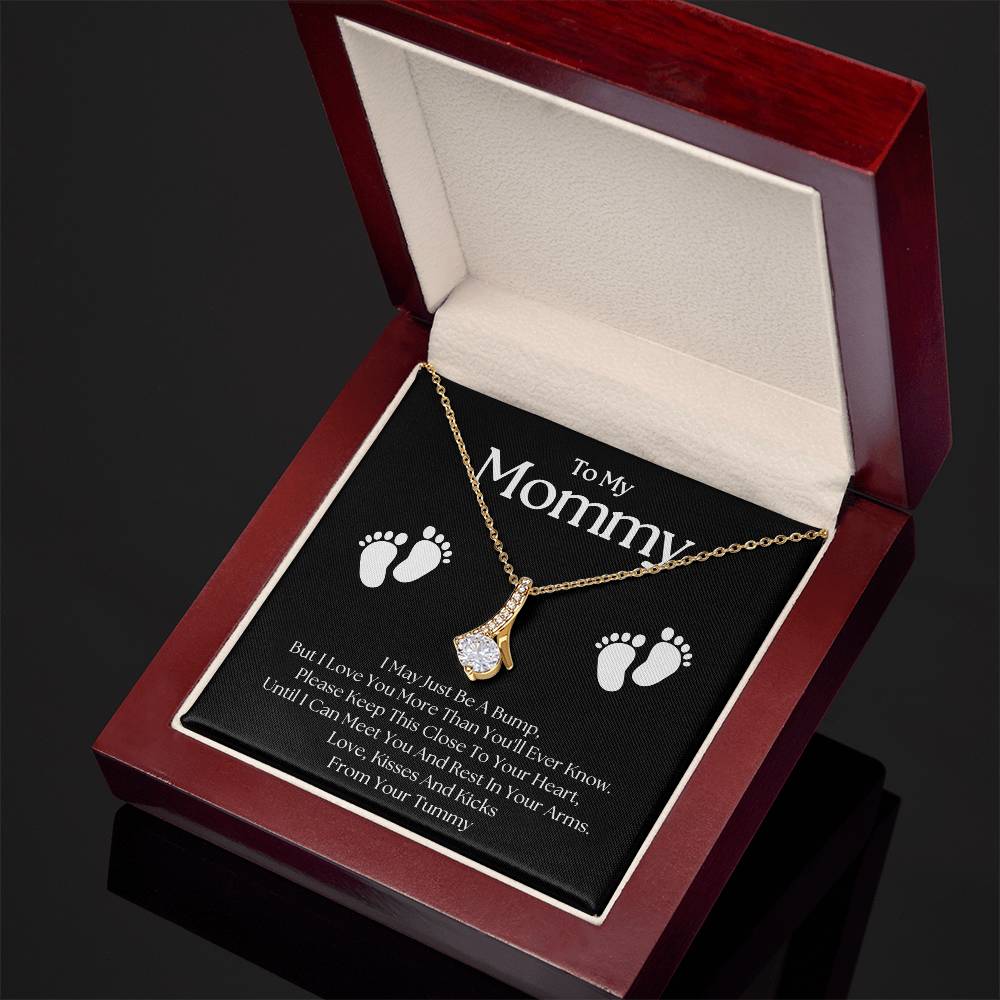 Gifts for Mom | New Mom Gift, Alluring Beauty Necklace for New Mom, Baby feet Message Card - Black Card