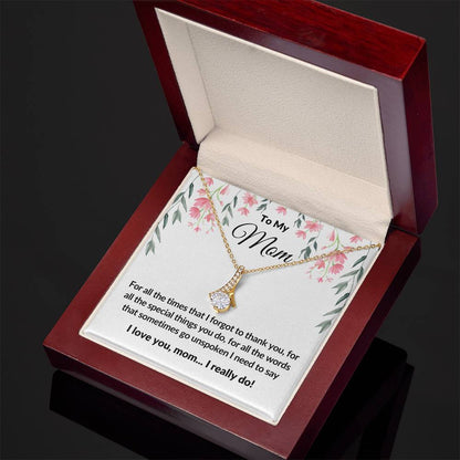 Gifts for Mom | Thank you Mom  Message Card ,  Alluring Beauty Necklace - White Card