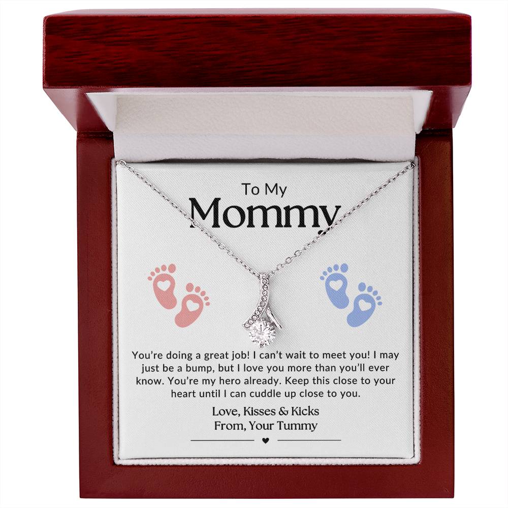 Gifts for Mom | New Mom Gift, Message Card Alluring Beauty Necklace for Mom, Baby feet Message Card - White Card