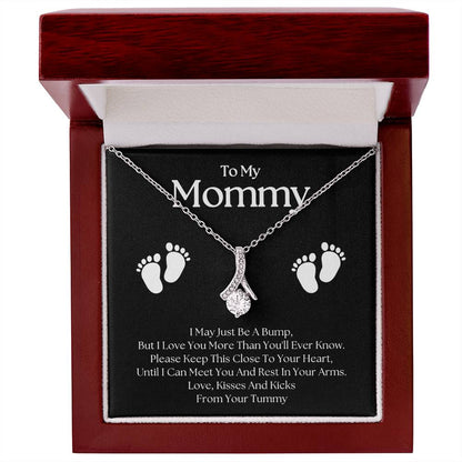 Gifts for Mom | New Mom Gift, Alluring Beauty Necklace for New Mom, Baby feet Message Card - Black Card