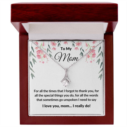 Gifts for Mom | Thank you Mom  Message Card ,  Alluring Beauty Necklace - White Card