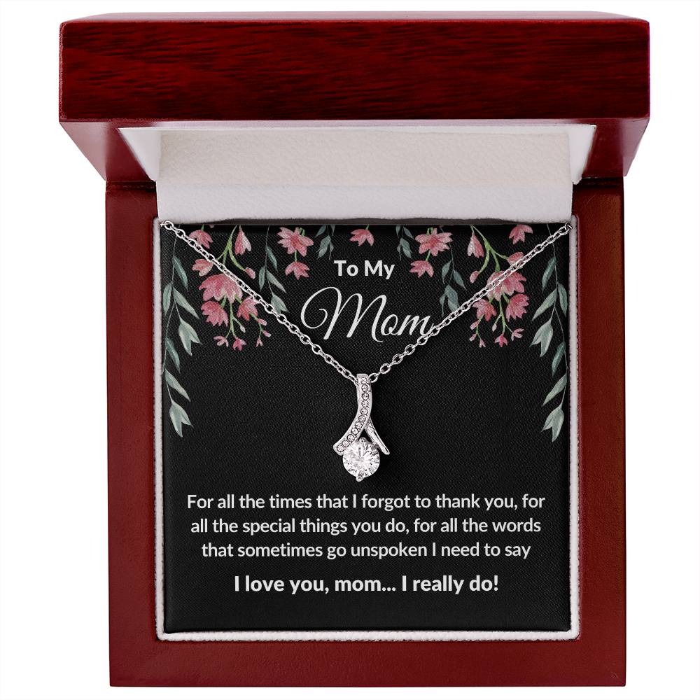 Gifts for Mom | Thank you Mom  Message Card ,  Alluring Beauty Necklace - Black Card