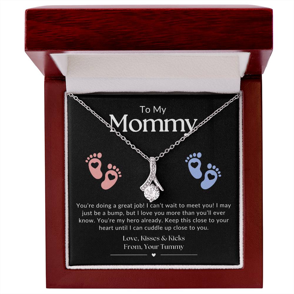 Gifts for Mom | New Mom Gift, Message Card Alluring Beauty Necklace for Mom, Baby feet Message Card - Black Card