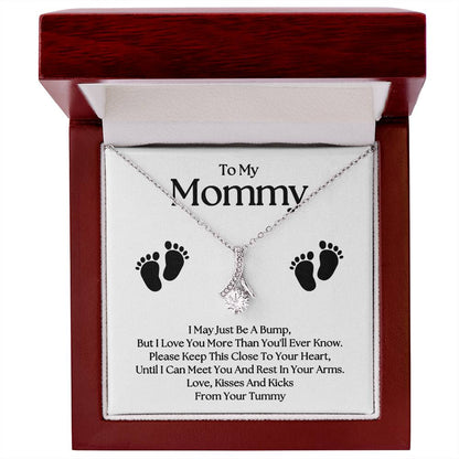 Gifts for Mom | New Mom Gift, Alluring Beauty Necklace for New Mom, Baby feet Message Card - White Card