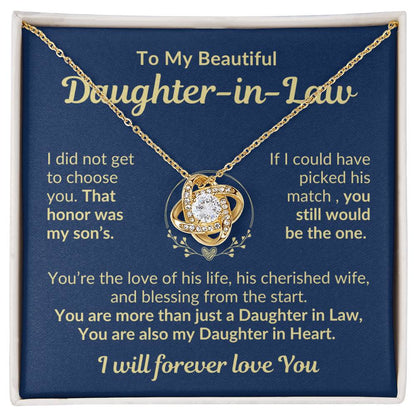 To My Beautiful Daughter In Law| You're The Blessing| Love Knot Necklace