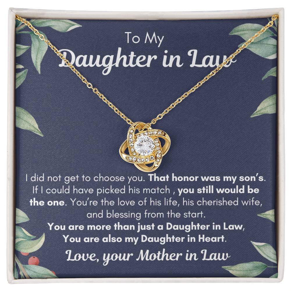 To My Daughter In Law| Also my Daughter in Heart| Love Knot Necklace