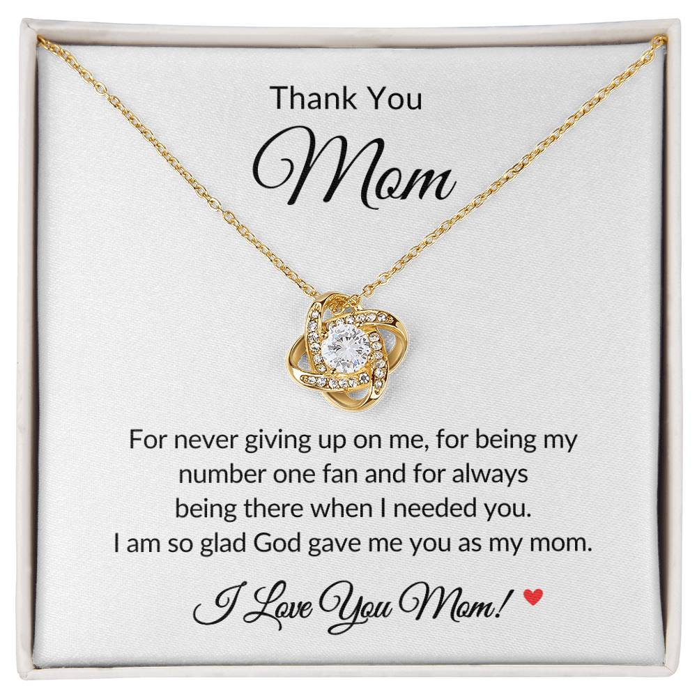 Gifts for Mom | Thank you Mom Message Card Love Knot Necklace for Mom, Gift for Mom from Daughter and Son, Mom Birthday Gift, Mother's Day Gifts - White Card