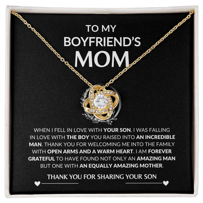 Gifts for Mom | Boyfriend's Mom Love Knot Necklace Gift, Thank You Gift for Boyfriend's Mom - Black Card