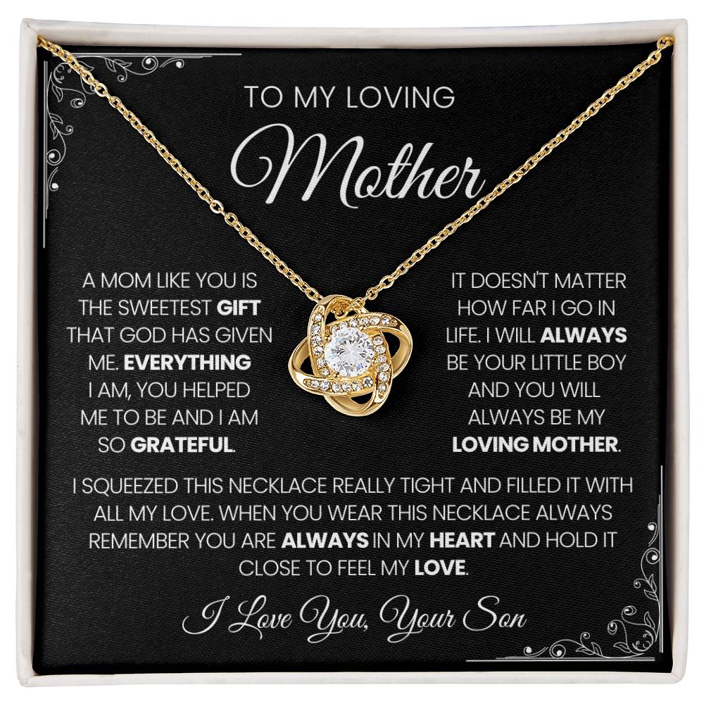 To My Loving Mother| You're The Sweetest Gift-Love Knot Necklace-Black Card