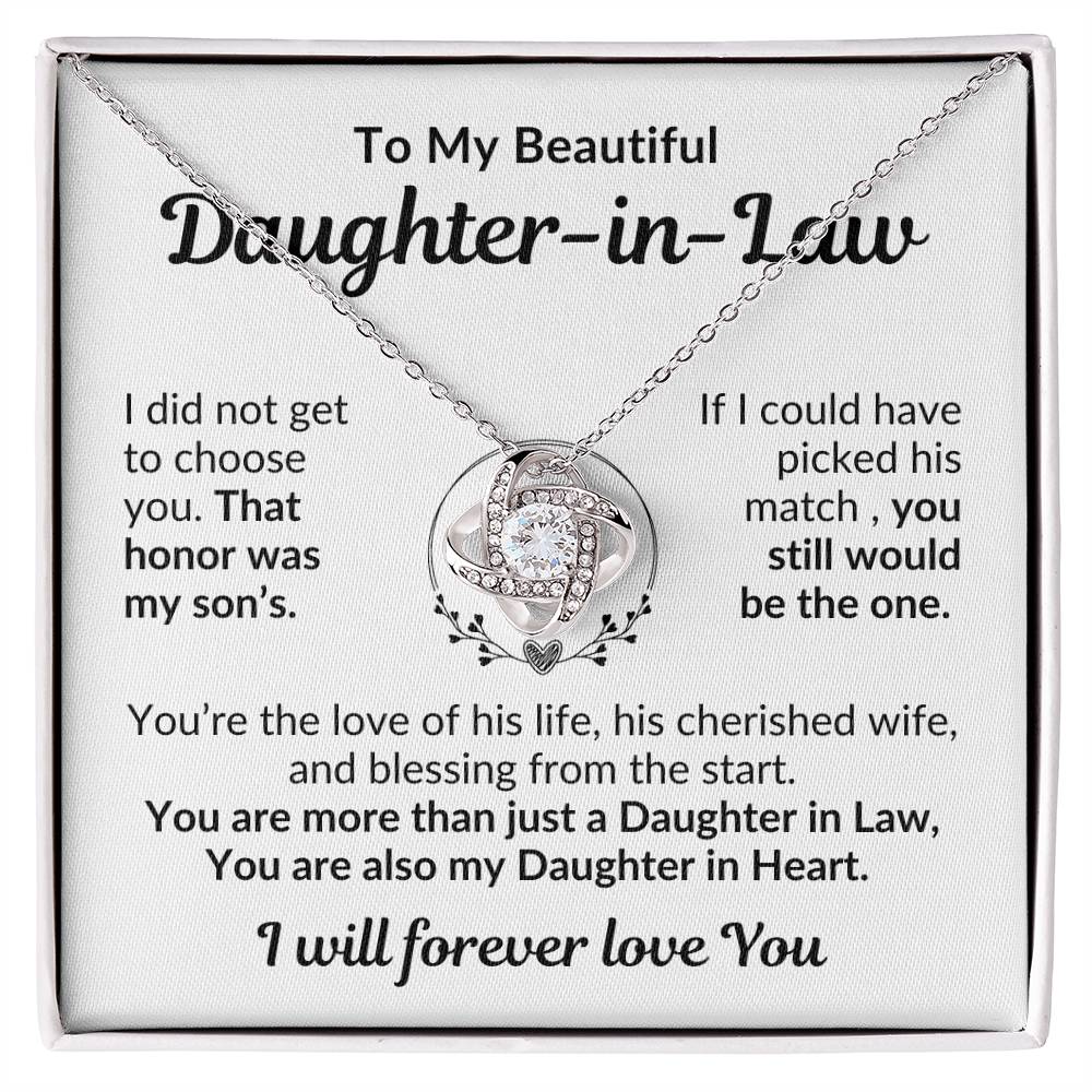 To My Beautiful Daughter In Law| You're The Blessing| Love Knot Necklace