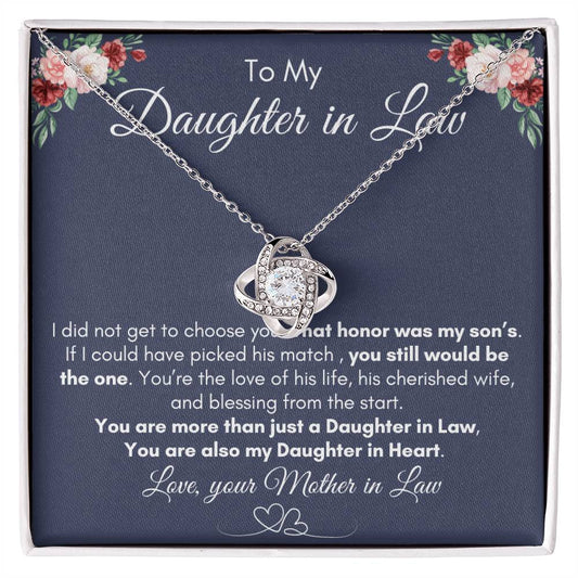 To My Daughter In Law| You're The Love Of His Life| Love Knot Necklace