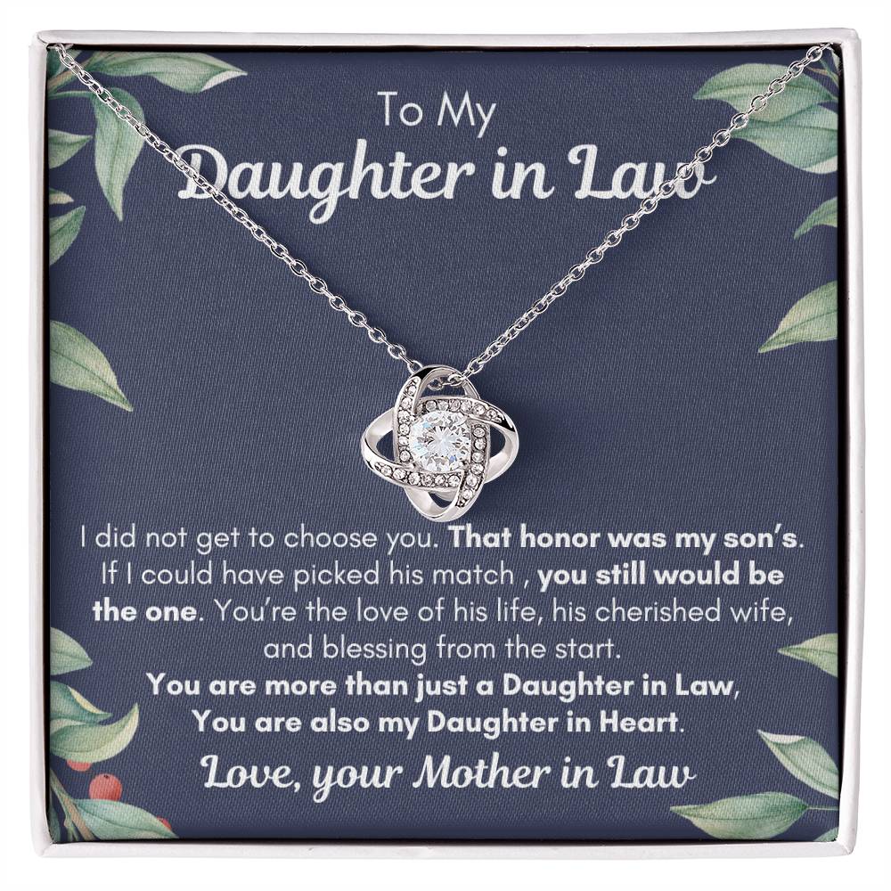 To My Daughter In Law| Also my Daughter in Heart| Love Knot Necklace