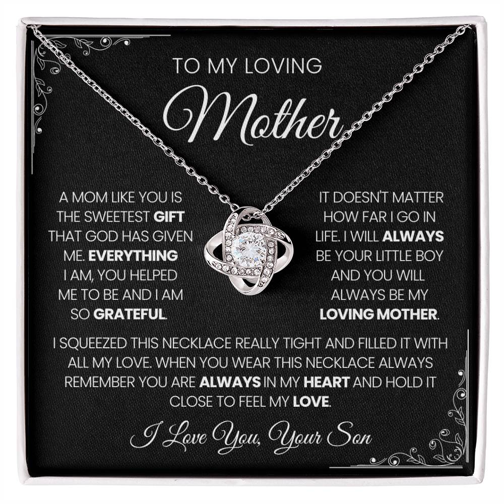 To My Loving Mother| You're The Sweetest Gift-Love Knot Necklace-Black Card