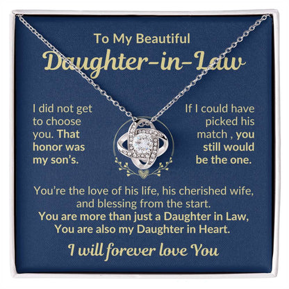 To My Beautiful Daughter In Law| You're The Blessing| Love Knot Necklace