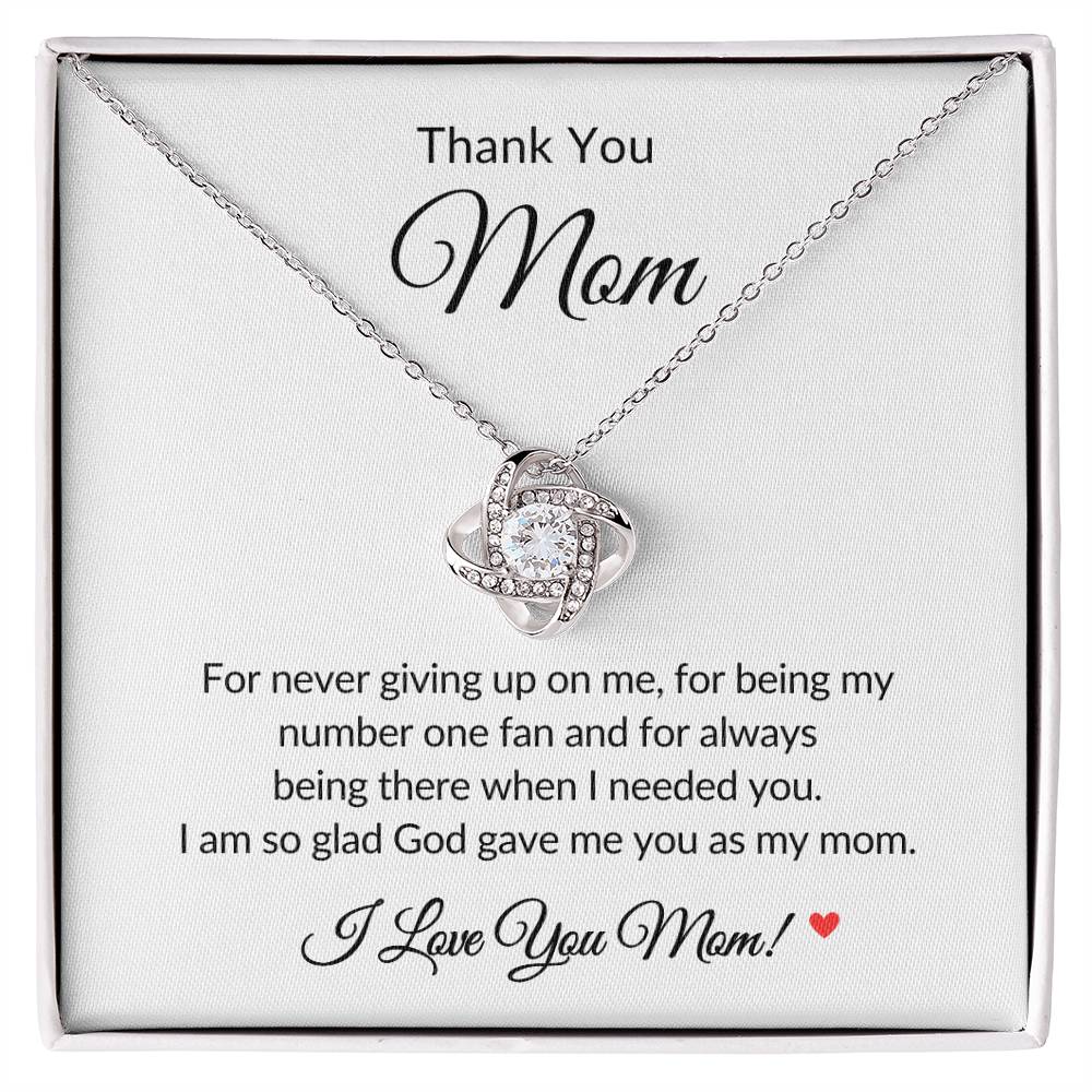 Gifts for Mom | Thank you Mom Message Card Love Knot Necklace for Mom, Gift for Mom from Daughter and Son, Mom Birthday Gift, Mother's Day Gifts - White Card