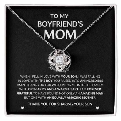 Gifts for Mom | Boyfriend's Mom Love Knot Necklace Gift, Thank You Gift for Boyfriend's Mom - Black Card