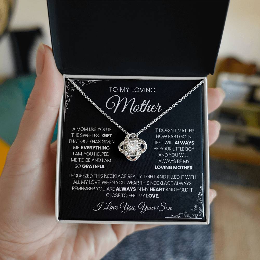 To My Loving Mother| You're The Sweetest Gift-Love Knot Necklace-Black Card