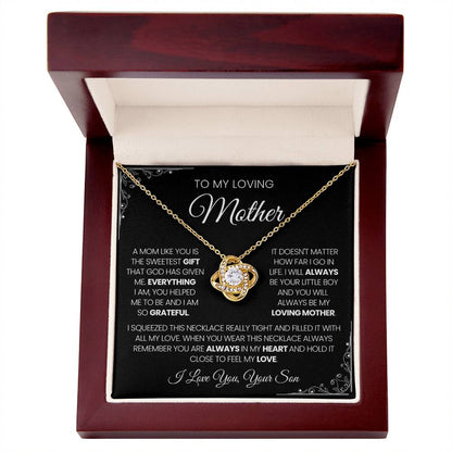 To My Loving Mother| You're The Sweetest Gift-Love Knot Necklace-Black Card