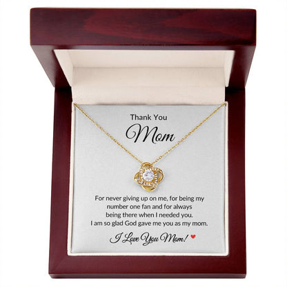 Gifts for Mom | Thank you Mom Message Card Love Knot Necklace for Mom, Gift for Mom from Daughter and Son, Mom Birthday Gift, Mother's Day Gifts - White Card