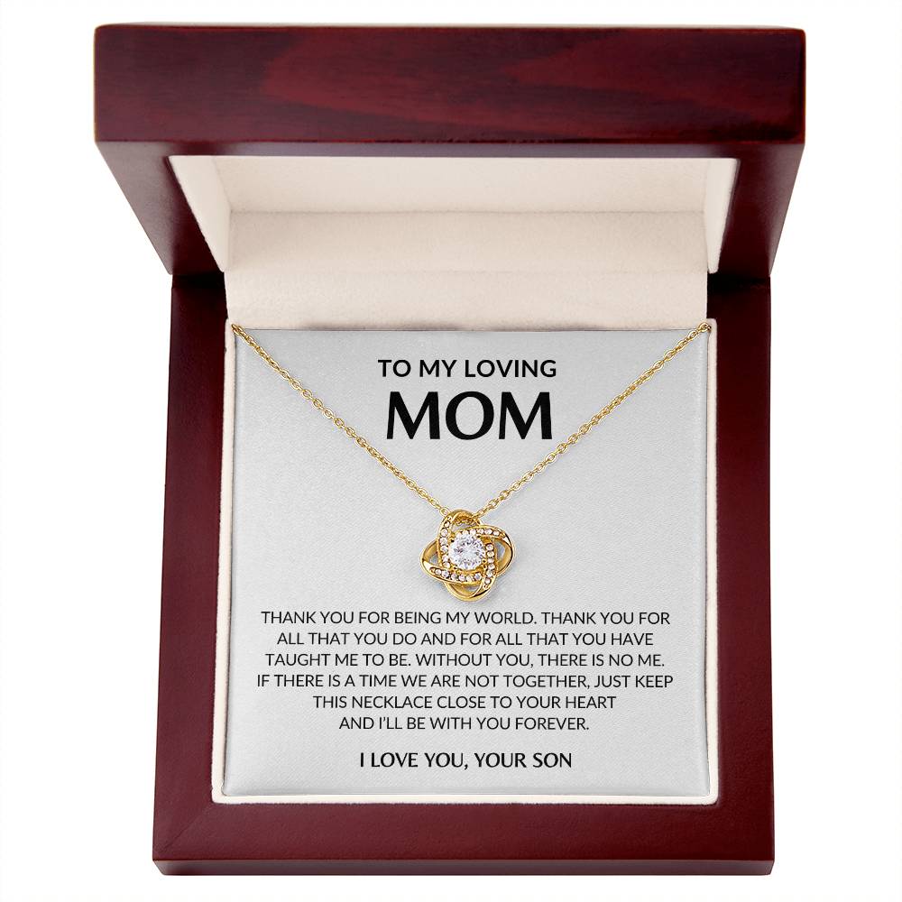 Gifts for Mom | Thank you Mom Love Knot Necklace, Gift for Mom from Son, Mom Birthday Gift, Mother's Day Gifts - White Card