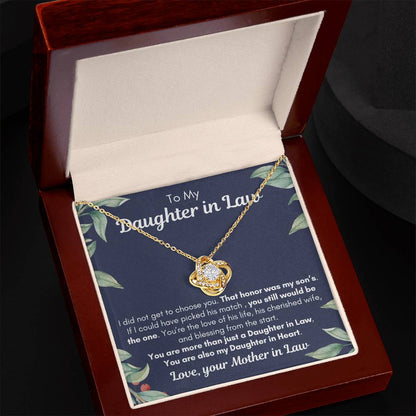 To My Daughter In Law| Also my Daughter in Heart| Love Knot Necklace