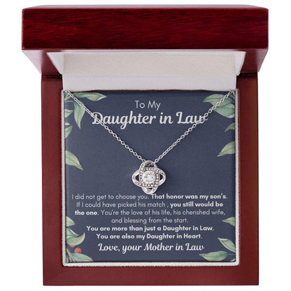 To My Daughter In Law| Also my Daughter in Heart| Love Knot Necklace