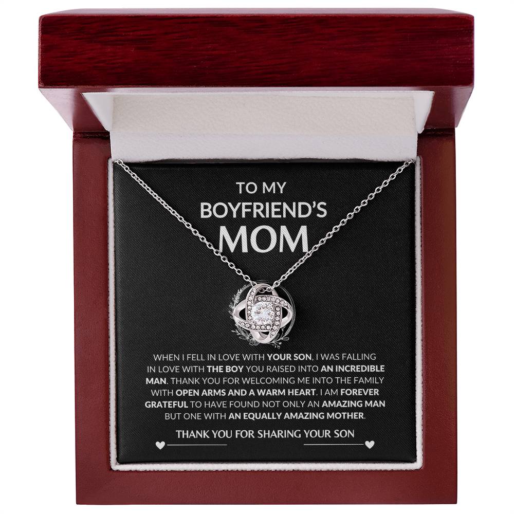 Gifts for Mom | Boyfriend's Mom Love Knot Necklace Gift, Thank You Gift for Boyfriend's Mom - Black Card