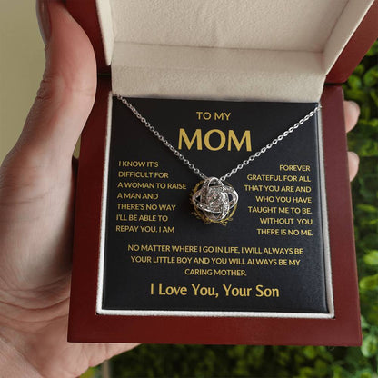 Gifts for Mom | Mother's Day Gift from Son to Mom, Love Knot Necklace with Heartfelt Mother's Day Card Message - Gold card