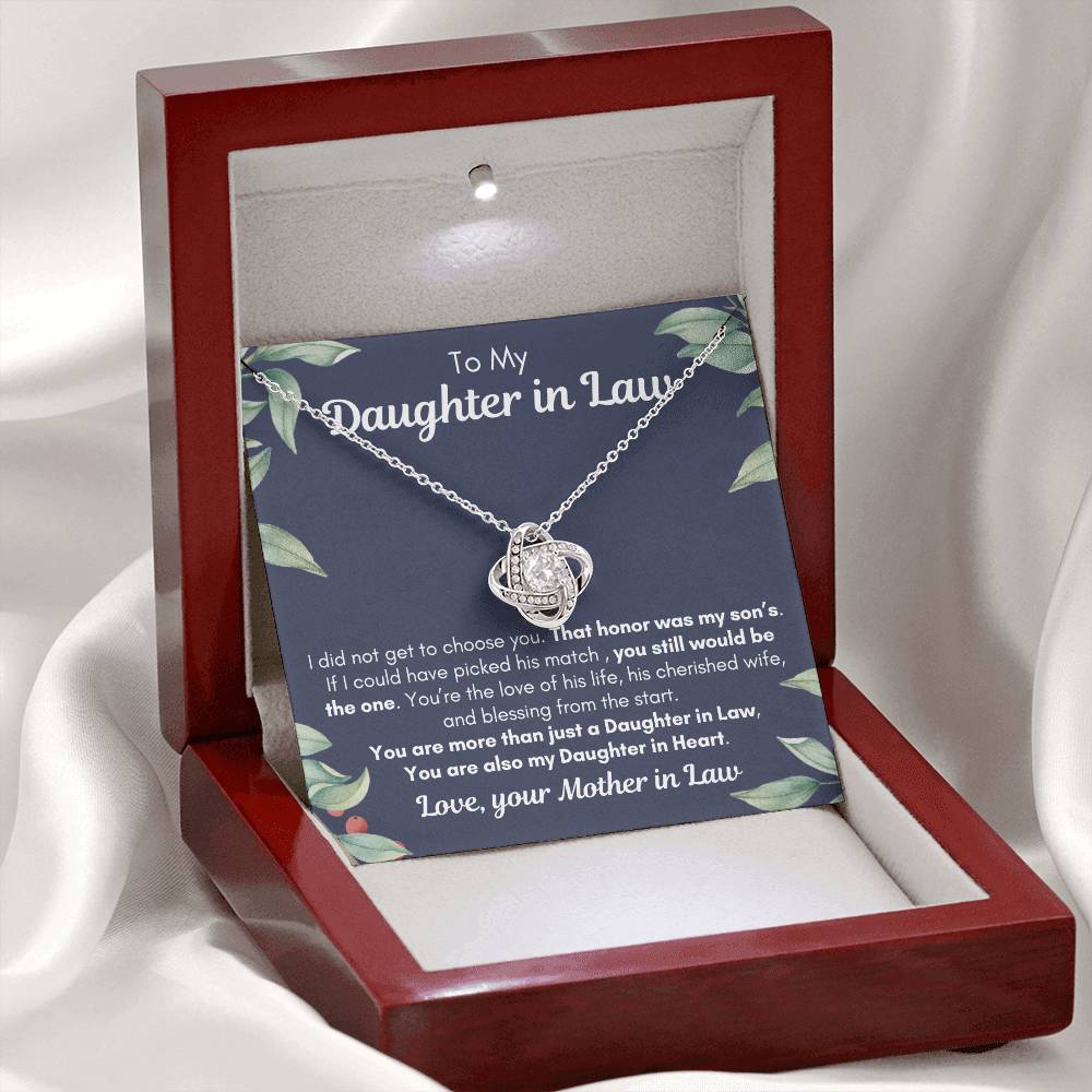 To My Daughter In Law| Also my Daughter in Heart| Love Knot Necklace