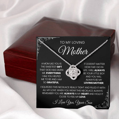 To My Loving Mother| You're The Sweetest Gift-Love Knot Necklace-Black Card