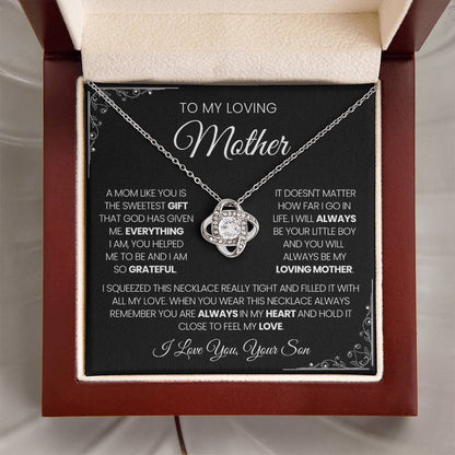 To My Loving Mother| You're The Sweetest Gift-Love Knot Necklace-Black Card