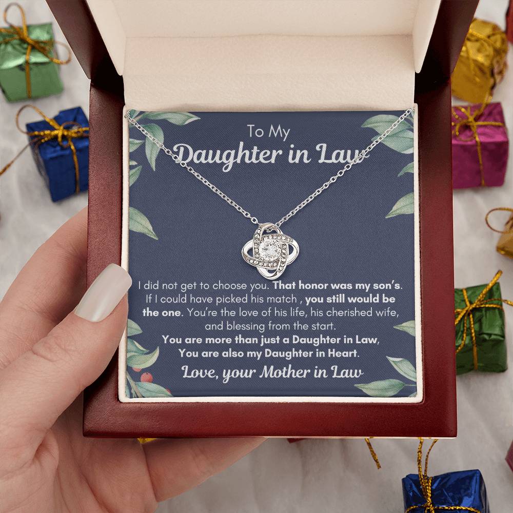 To My Daughter In Law| Also my Daughter in Heart| Love Knot Necklace