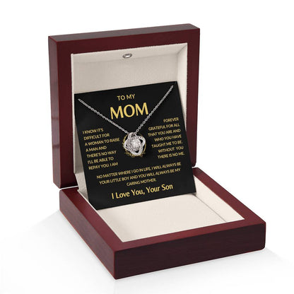 Gifts for Mom | Mother's Day Gift from Son to Mom, Love Knot Necklace with Heartfelt Mother's Day Card Message - Gold card