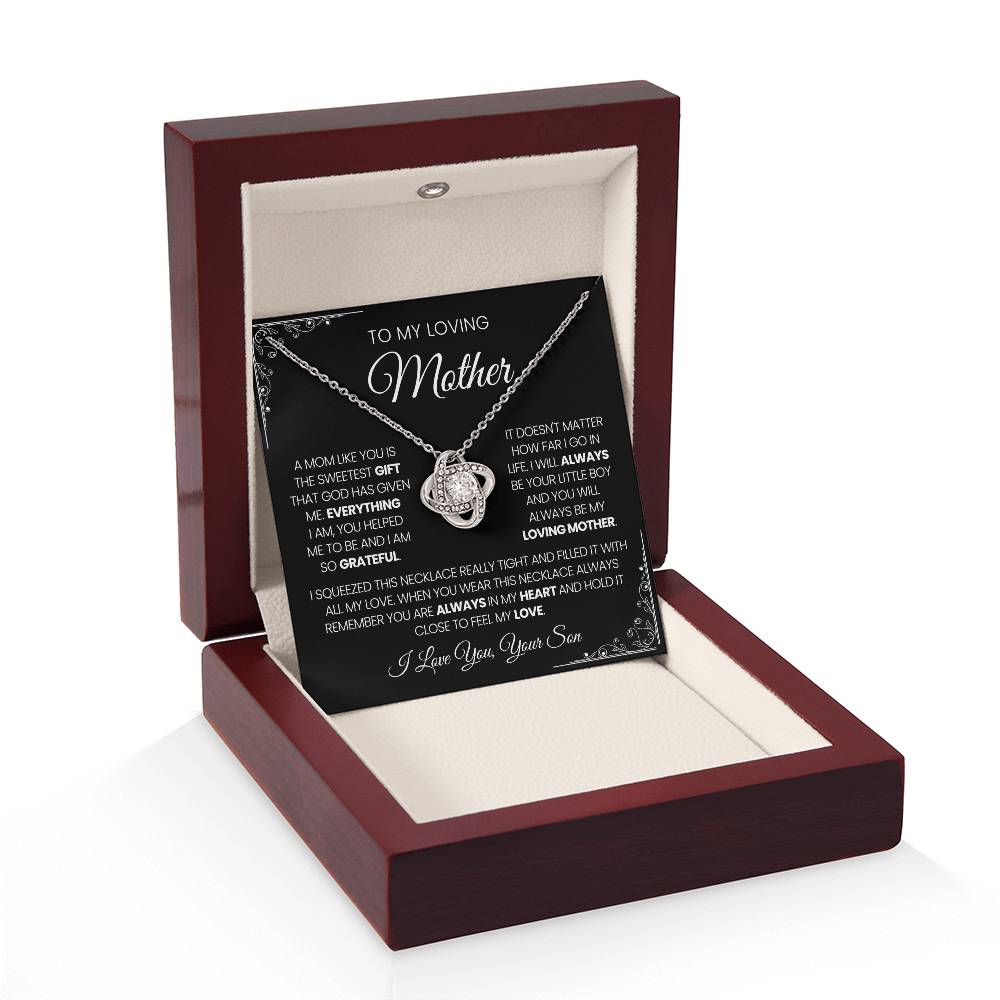 To My Loving Mother| You're The Sweetest Gift-Love Knot Necklace-Black Card