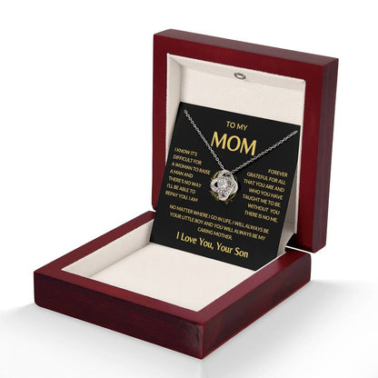 Gifts for Mom | Mother's Day Gift from Son to Mom, Love Knot Necklace with Heartfelt Mother's Day Card Message - Gold card