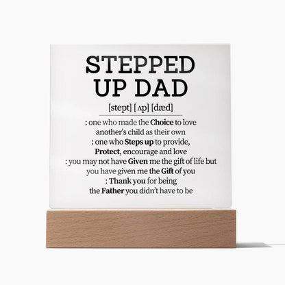 Stepped Up Dad Definition| Square Acrylic Plaque