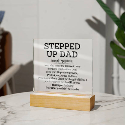 Stepped Up Dad Definition| Square Acrylic Plaque