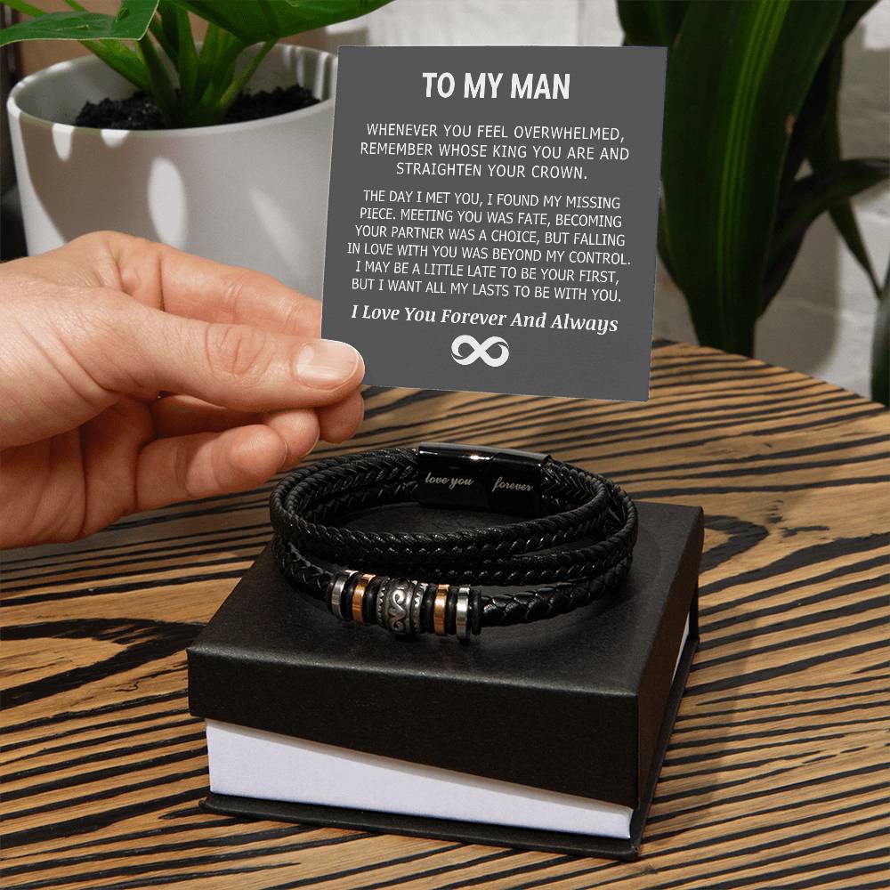 To My Man| Remember Whose King You Are| Love You Forever Bracelet