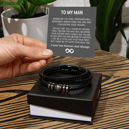 To My Man| Remember Whose King You Are| Love You Forever Bracelet