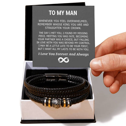 To My Man| Remember Whose King You Are| Love You Forever Bracelet