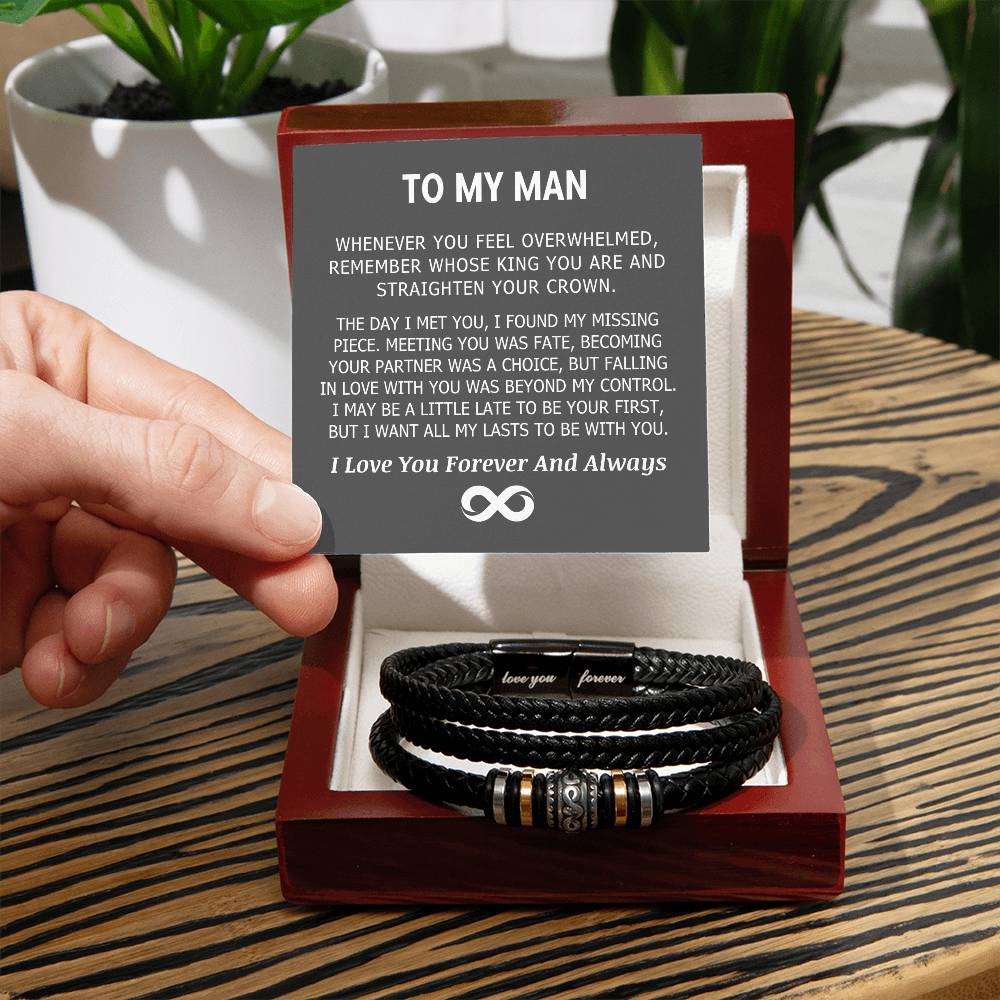 To My Man| Remember Whose King You Are| Love You Forever Bracelet