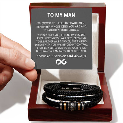 To My Man| Remember Whose King You Are| Love You Forever Bracelet