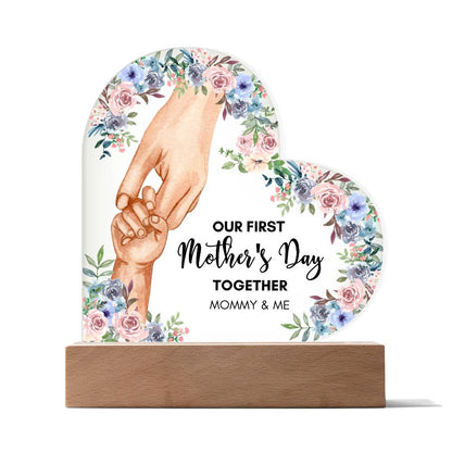 Mother's day gift | Our First Mother'S Day Together Printed Heart Acrylic Plaque, Gift For Mom