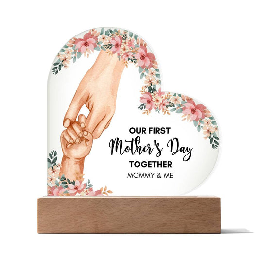 Mother's day gift | Our First Mother'S Day Together Printed Heart Acrylic Plaque | Gifts for Mom | Delicate Mom Birthday Gifts from Daughter Son