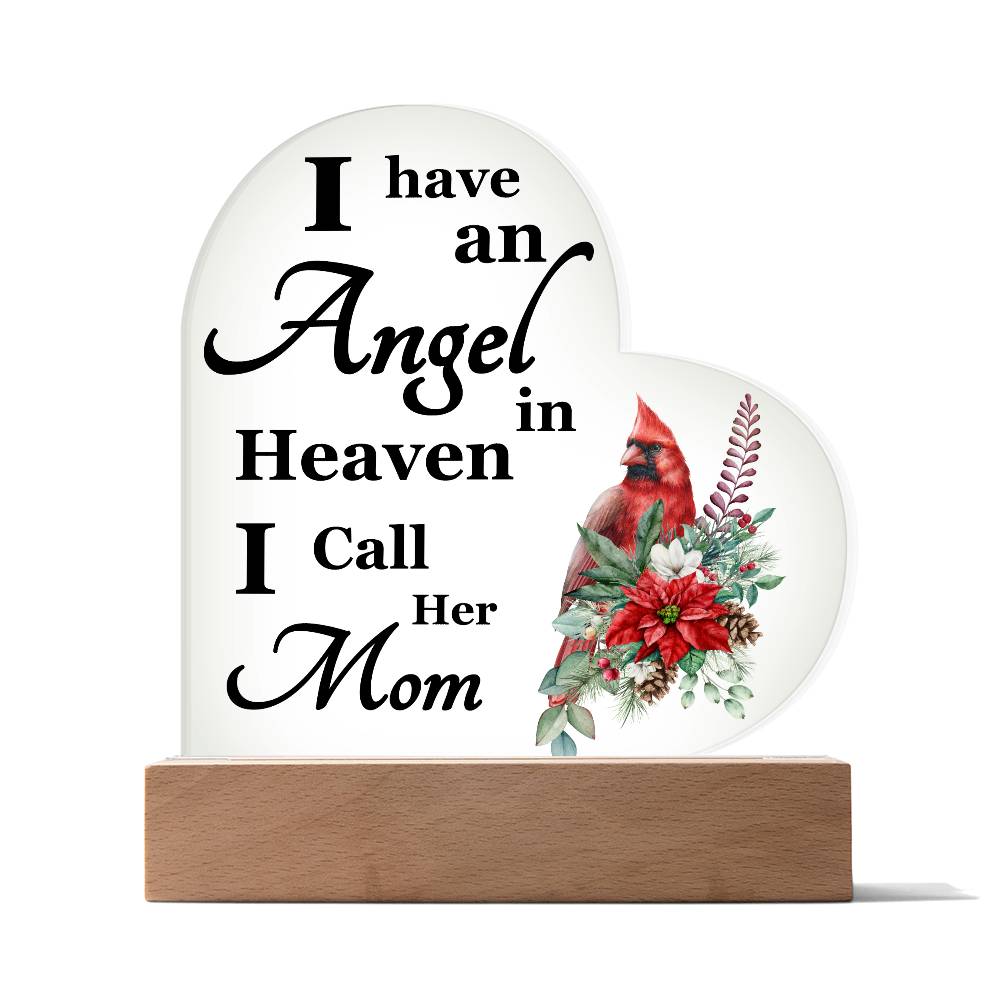 Memorial |  Red Cardinal Memorial Heart Acrylic Plaque – Condolence Tribute for Mom,  Cherished Memories