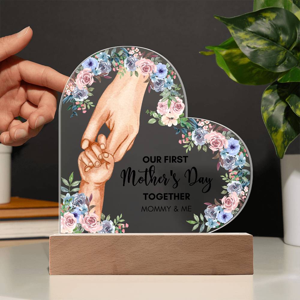 Mother's day gift | Our First Mother'S Day Together Printed Heart Acrylic Plaque, Gift For Mom