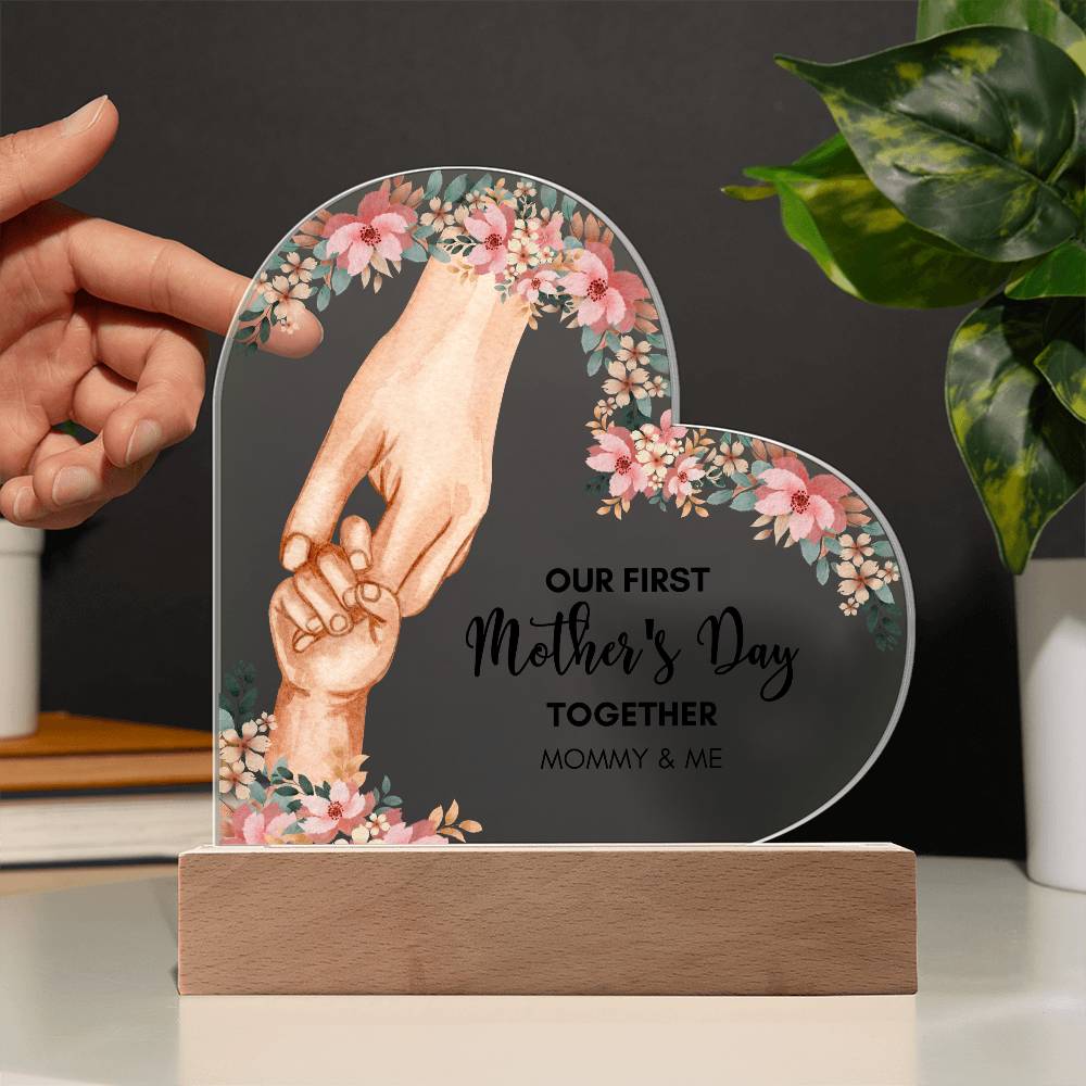 Mother's day gift | Our First Mother'S Day Together Printed Heart Acrylic Plaque | Gifts for Mom | Delicate Mom Birthday Gifts from Daughter Son