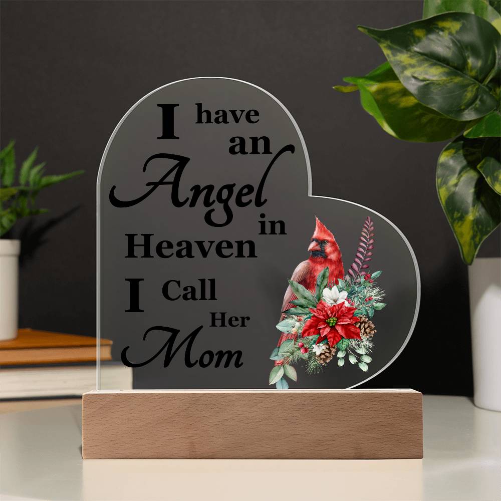 Memorial |  Red Cardinal Memorial Heart Acrylic Plaque – Condolence Tribute for Mom,  Cherished Memories