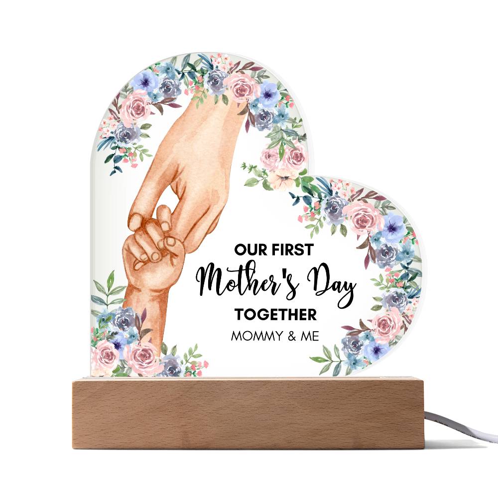 Mother's day gift | Our First Mother'S Day Together Printed Heart Acrylic Plaque, Gift For Mom