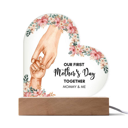 Mother's day gift | Our First Mother'S Day Together Printed Heart Acrylic Plaque | Gifts for Mom | Delicate Mom Birthday Gifts from Daughter Son